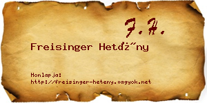 Freisinger Hetény névjegykártya